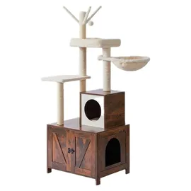 Relaxdays Kratzbaum 150 cm Dunkelbraun/Weiß