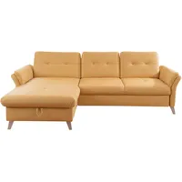 Sit & More Ecksofa, Gelb, Textil, Buche, massiv, 5-Sitzer, L-Form, 268x176 cm, Made in EU, Schlafen auf Sitzhöhe, Rücken echt, Wohnzimmer, Sofas & Couches, Wohnlandschaften, Ecksofas