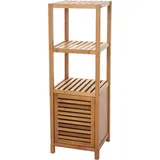 Mendler Badregal HWC-B18, Badezimmer Badschrank Standregal mit Tür, Bambus ~ 110x36x34cm