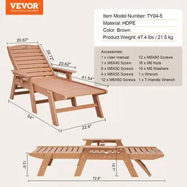 Vevor Sonnenliege 181 x 60 x 0 cm Braun