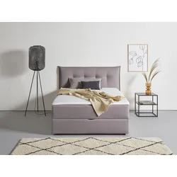Boxbett ANDAS "Kederleicht", grau, B:175cm L:213cm, Komplettbetten, Boxspringbett, inklusive Bettkasten & Topper, in 4 Breiten und 2 Härtegraden