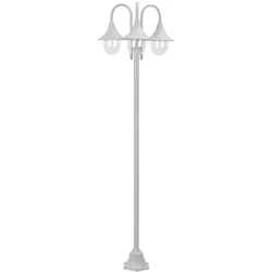 vidaXL Garten-Pollerleuchte E27 220 cm Aluminium 3-Laterne Weiß