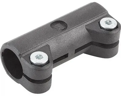 ROHRVERBINDER GERADE, FÜR RUNDROHRE, A=30, L=95, THERMOPLAST, KOMP:STAHL VERZINKT