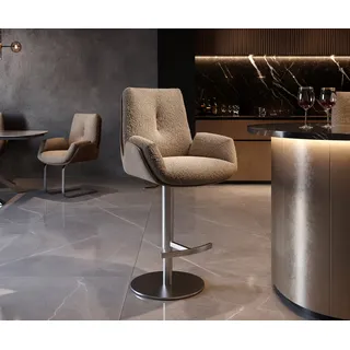 DELIFE Chaise-de-bar Clea-Flex mélange de matériaux boue pied pivotant réglable en hauteur acier inoxydable pivotant ressorts ensachés, Chaises de bar