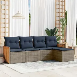 vidaXL Gartensofa-Set mit Kissen, grau, Polyrattan