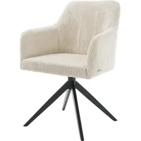 DeLife Drehstuhl Greg-Flex Cord Beige Kreuzgestell breit Schwarz 360°