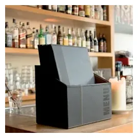 SecurIT® SECURIT - 20 Speisekarten Trendy Line + Sammelbox - 1 fester, doppelseitiger Einleger = 4 A4-Seiten - Möglichkeit zum Hinzufügen Einleger - Für Bars, Restaurants - PU-Kunstleder - Schwarz