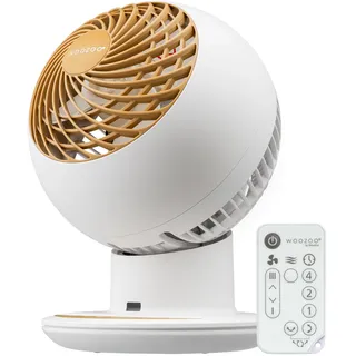 Woozoo, Ultra-starker, leiser & tragbarer Tischventilator, 30m2, Reichweite 25m, Multidirektionale Oszillation, Fernbedienung, Timer, Wohnzimmer - Woozoo PCF-SC15T - Mattweiß/Holzoptik