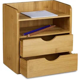 Relaxdays Schreibtisch-Organizer 22,2 x 21,1 x 14,4 cm 2-tlg. braun
