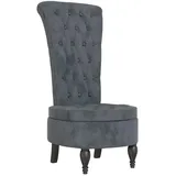 vidaXL Polsterstuhl mit Hoher Rückenlehne Dunkelgrau Samt Knopfheftung