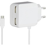 Logilink PA0157W USB Steckdosenadapter mit Micro-USB-Kabel, 2x USB-Port, 10.5W