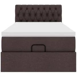 vidaXL Ottoman-Bett mit Matratze & LEDs Dunkelbraun 100x200 cm Stoff