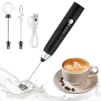 Weinsamkeit Milchaufschäumer Elektrisch USB Milchaufschäumer Stab with 3 Heads, Elektrischer Schneebesen 3 Einstellbare Geschwindigkeiten Edelstahl für Kaffee Latte Macha Cappuccino Eier Schlagen