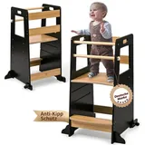 BABY VIVO Lernturm Noah höhenverstellbar Holz schwarz