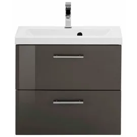 WELLTIME Waschbeckenunterschrank WELLTIME "Venedig", weiß (weiß, grau, grau), B:60cm H:54cm T:39cm, Schränke, Waschbeckenunterschrank, Badmöbel, Waschtisch inkl. Waschbecken, Breite 60 cm