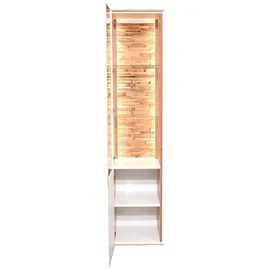 Mäusbacher Vitrine FARO, 42 x 180 cm - 1 Tür - Asteiche Dekor Weiß supermatt - mit LED-Beleuchtung