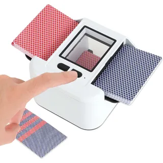 Kartenmischmaschine Elektrische mit 2000mAh Akku, Kartenmischer Automatischer, Aufladbarer Kartenmischer Kompakt, Kartenmischmaschine für Poker, Automatischer Elektrischer Kartenmischer (Weiß)
