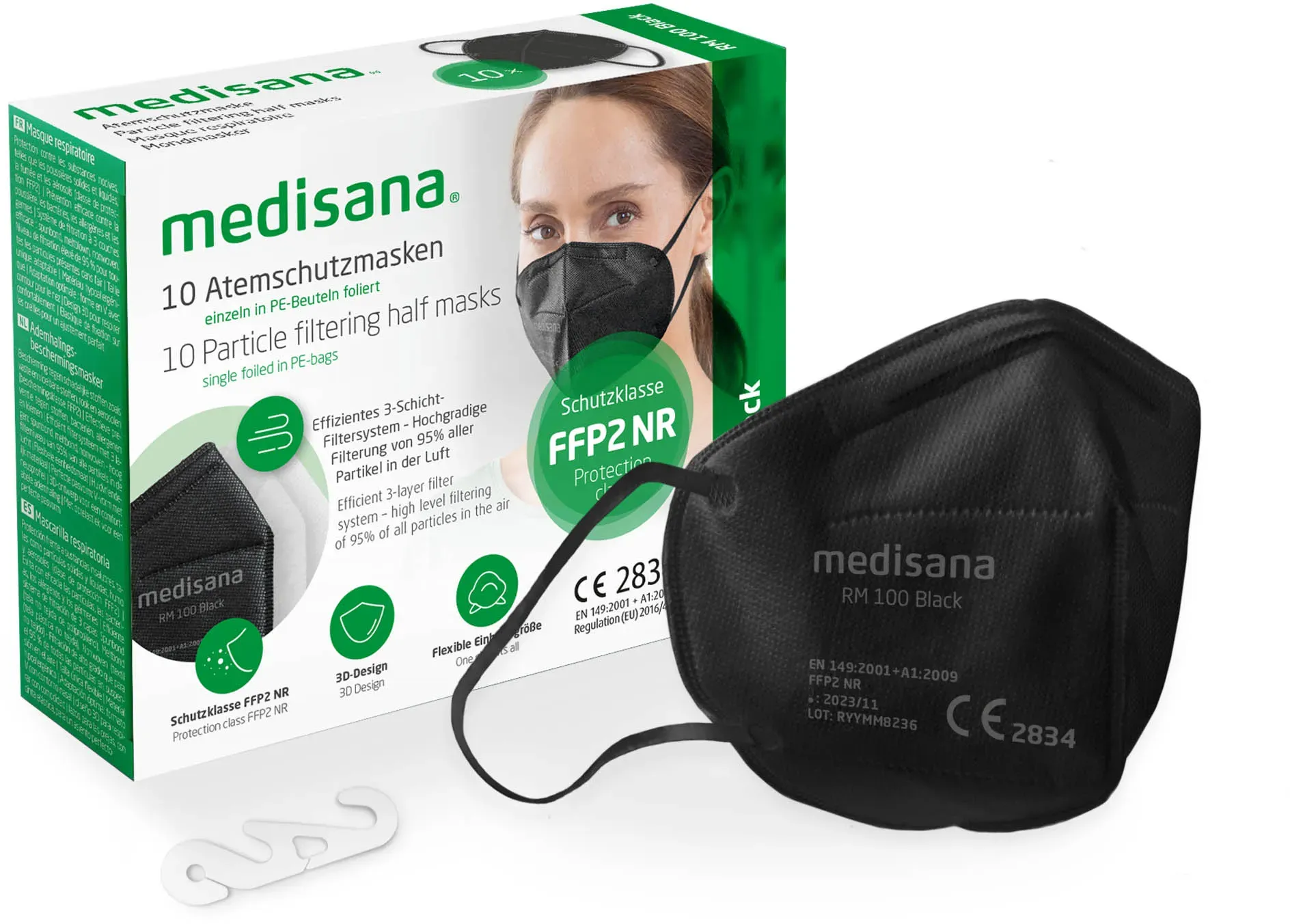 RM 100 | FFP2 Maske - 100 Stück - schwarz