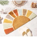 DyeFury Sunrise Boho-Badezimmerteppich, halbrund, niedlich, Sonnenbadteppich, Retro-Bohemian-Heim-Badezimmer-Dekoration, klein, bunt, lustig, halbrund, Duschvorleger, rutschfest, lustig, waschbar, für
