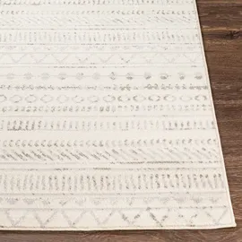 livabliss Madrid Wohnzimmer, Boho großer Schlafzimmer 150x213 cm für Esszimmer, mit geometrischem Muster, Skandinavischer Wohnzimmer modern in Elfenbein und Hellgrau
