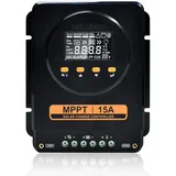 ECO-WORTHY 15A MPPT Solarladeregler, 12V/24V Laderegler Solar mit LCD Display, Bluetooth APP Monitor & RS485, 99% Ladeeffizienz für Lithium GEL SLA FLD Batterie