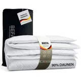 BEFA NATUR Daunendecke Sommer 155x220 cm | 90% Daunen & 10% Federn 316g Füllgewicht Allergiker geeignet (NOMITE) Tierwohl  (DOWNPASS)