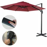 Gastro-Luxus-Ampelschirm HWC, Sonnenschirm, drehbar Ø 4m bordeaux ohne Ständer