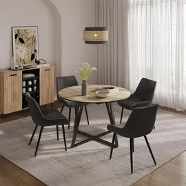 Vicco Loyd Ø 120 cm Eiche rustikal/schwarz