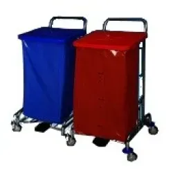 Floorstar Trennwagen TDW 2 SOLID 2-fach mit Fußtritt TWD 2 , Roter und blauer Deckel