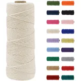 Makramee Garn 2mm, Makramee Garn Off-White, Makramee Baumwollgarn 2mmx100m, Baumwollkordel Natur, Baumwoll Bastelschnur für Basteln Stricken Boho Deko DIY Handwerk Wandbehang Wohnzimmer Balkon