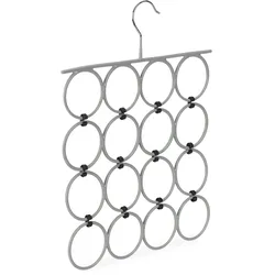 Relaxdays Schalhalter, faltbarer Schalbügel für Tücher, 16 Ringe, platzsparender Organizer Kleiderschrank, Metall, grau