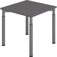 Hammerbacher YS08 höhenverstellbarer Schreibtisch grafit quadratisch, 4-Fuß-Gestell grau 80,0