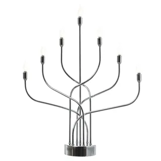 MARELIDA LED Fensterleuchter Aura Kerzenleuchter Metallleuchter H: 46cm Timer in silber