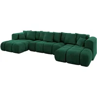 altdecor Wohnlandschaft, CLOUD-U-v1 405x185x90 Dunkelgrün Velours