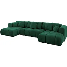 altdecor Wohnlandschaft, CLOUD-U-v1 405x185x90 Dunkelgrün Velours