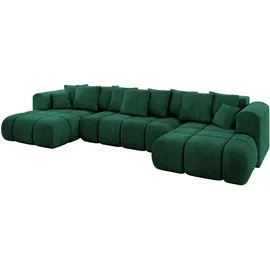 altdecor Wohnlandschaft, CLOUD-U-v1 405x185x90 Dunkelgrün Velours