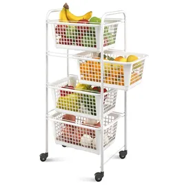 Metaltex CARRITO 4 CESTOS 'Miami' Blanco