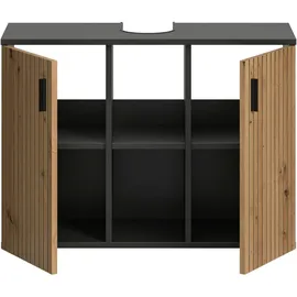 xonox.home Waschbeckenunterschrank Mone 80 x 59 x 30 cm Basalt grau / Artisan Oak