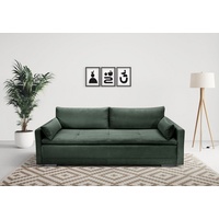 INOSIGN Schlafsofa Andrea, mit Boxspringaufbau, Bettfunktion & Bettkasten, Dauerschlafsofa grün