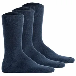 Hudson Unisex Socken, 3er Pack - Simply, Basic Socken, einfarbig Blau meliert 43-46