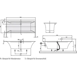 Villeroy & Boch Squaro Edge 12 Rechteck-Whirlwanne 80 x 180 cm (UAE180SQE2B1V01)