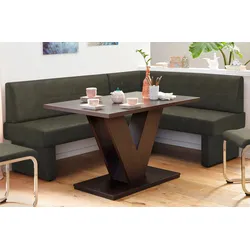 Eckbank HOME AFFAIRE "Nils", grün (khakifarben (arizona 4421)), B:202cm H:89cm T:152cm, Massivholz, Holzwerkstoff, Polyester, Sitzbänke, Sitz und Rücken gepolstert, verschiedene Qualitäten