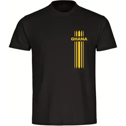 multifanshop Herren T-Shirt - Ghana - Streifen - Druck gelb - Männer