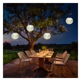 MARELIDA LED Solar Lampions mit Blumenmuster grün Party Balkon Terrasse 2St