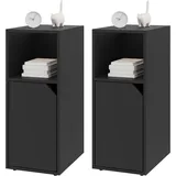 Woltu Nachttisch 2er Set, Nachtschrank schmal, Nachtkommode mit offenem Fach und Tür, Verstellbarer Ablage, Beistelltisch Telefontisch Nachtkästchen für