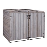 Mendler XL 2er-/4er-Mülltonnenverkleidung HWC-H74, Mülltonnenbox, erweiterbar 126x158x98cm Holz MVG ~ anthrazit-grau