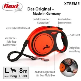 flexi XTREME Gurt L 8 Meter schwarz/orange Roll-Leine für Hunde