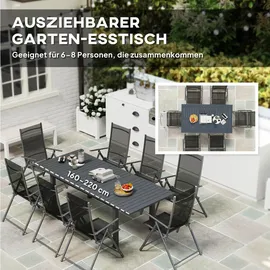 modfu Gartentisch ausziehbar 160/220 x 90 x 73 cm Grau
