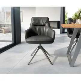 DeLife Polsterstuhl Zelia-Flex mit Armlehnen Kreuzgestell breit Edelstahl Taschenfederkern,