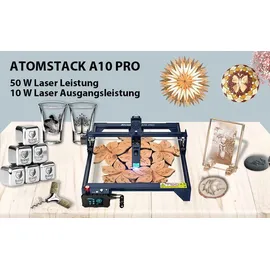 ATOMSTACK A10 PRO 50W, CNC-cutter mit 10W Output Fokusleistung, Präzision 0,08 mm, Arbeitsfläche 410 x 400 mm